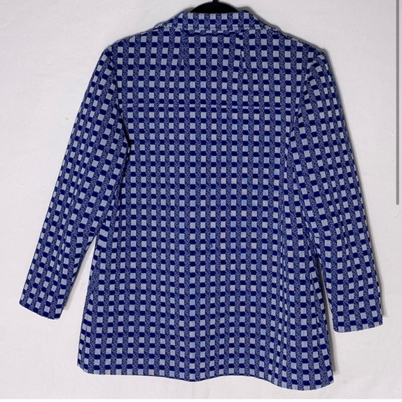 Vintage Handmade Blue Plaid 70s Style Light Jacket L - Picture 2 of 12